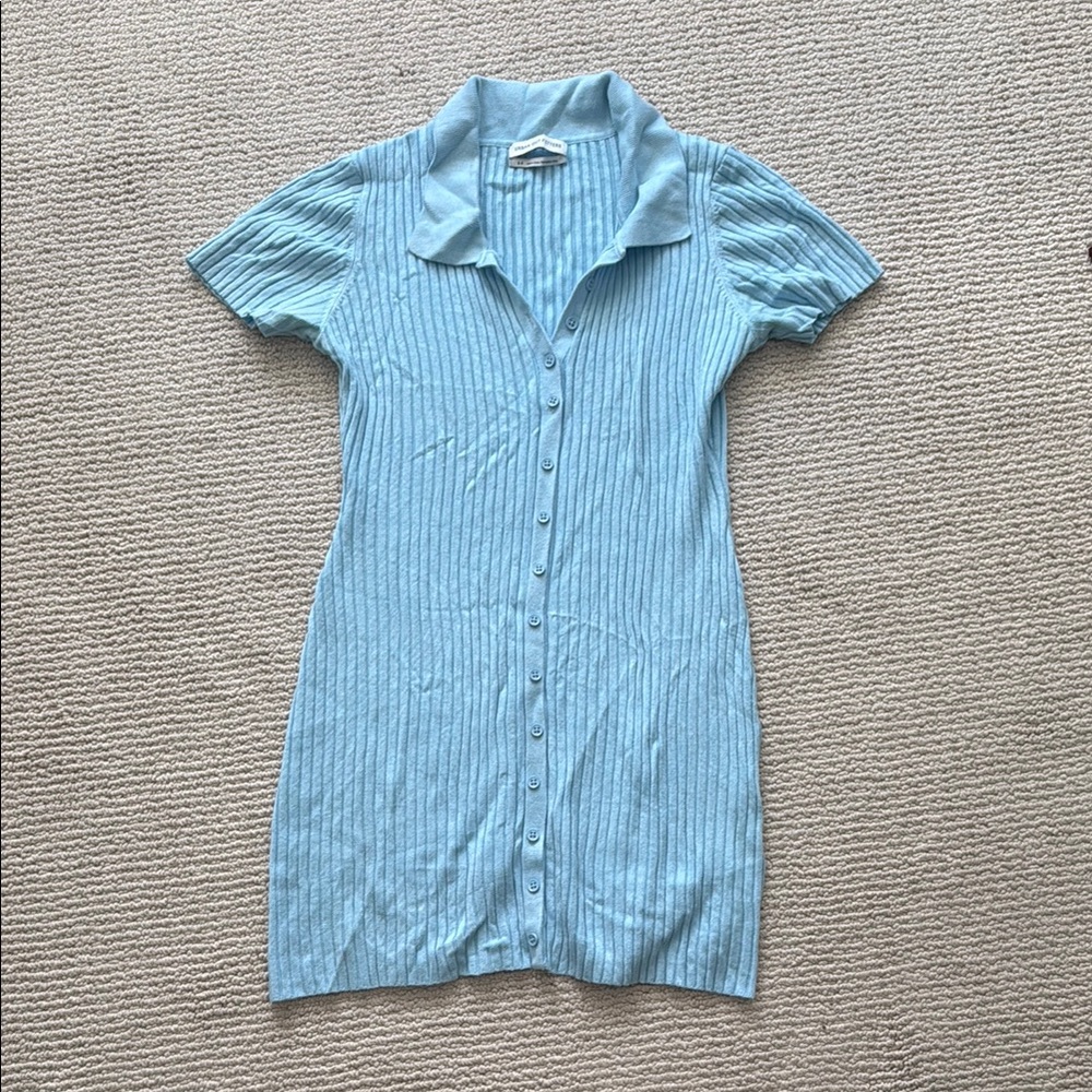 UO Knit Blue Polo Mini Dress